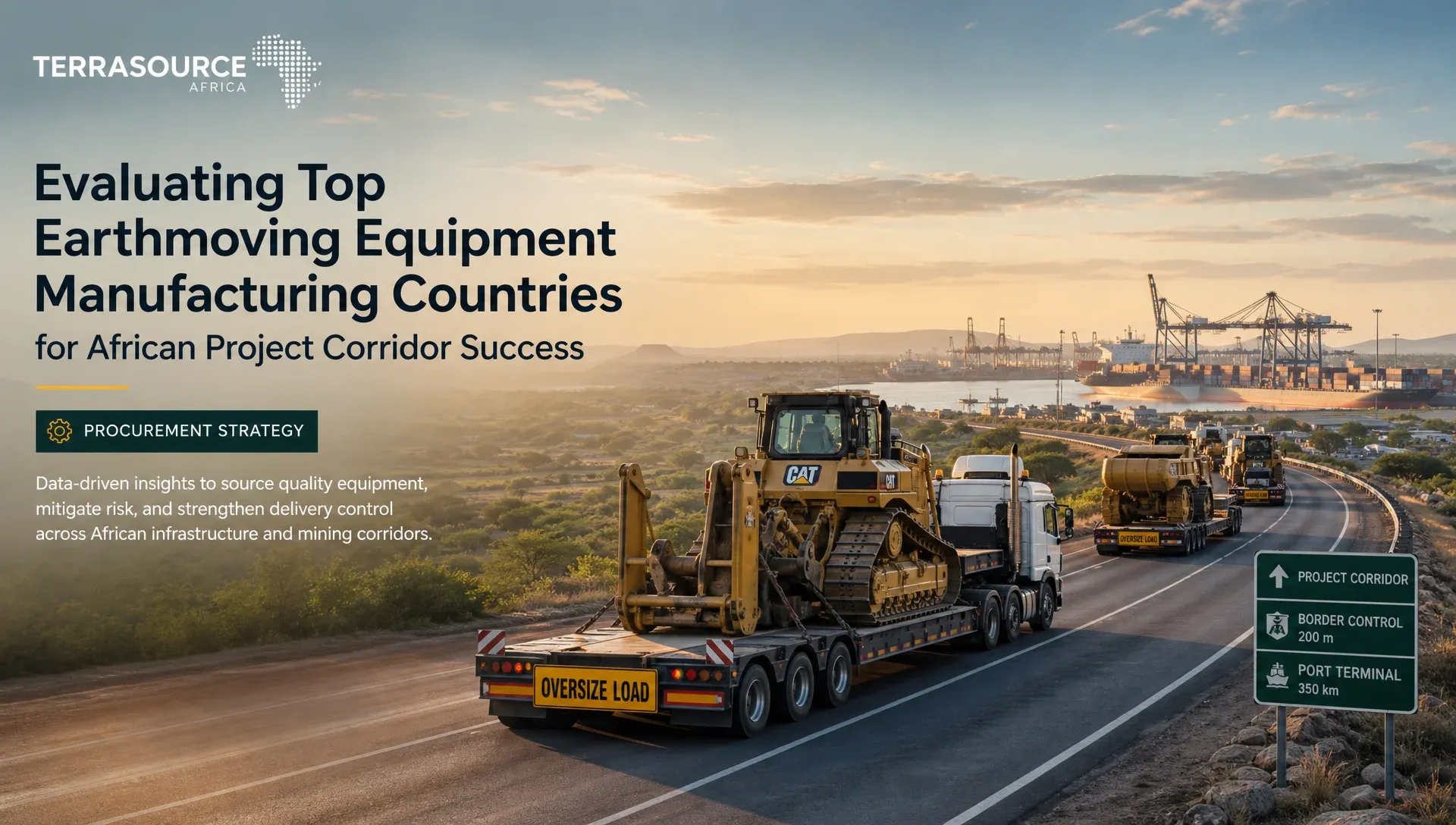 Earthmoving equipment being prepared for shipment to an African infrastructure project corridor